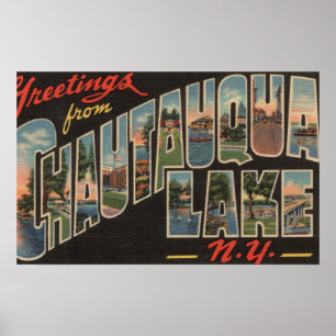 Poster Chautauqua Lake - Large Letter Scenes