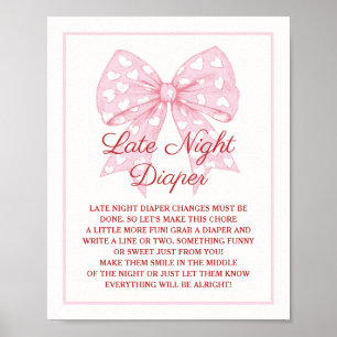Poster Chauve-Baby shower Rose Bow de nuit