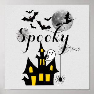 Poster Chauve-souris Éffrayante d'Halloween maison hantée