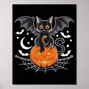 Poster Chauve-souris Halloween _ Chat noir Ailes de chauv