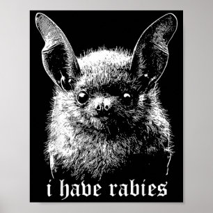 Poster Chauve-souris vintage j'ai la rage citations drôle