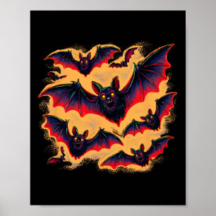 Poster Chauves-souris volant Halloween Déplaisante nuit a