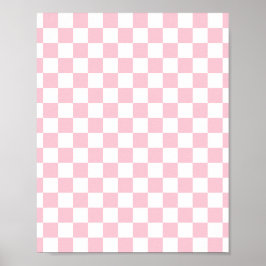 Poster Check Baby Pink And White Checkerboard