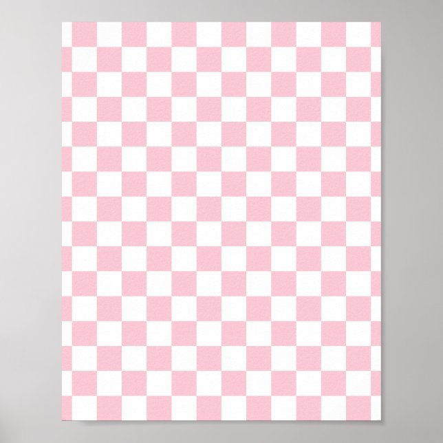 Poster Check Baby Pink And White Checkerboard (Devant)