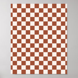 Poster Check Rust Checkered Terracotta