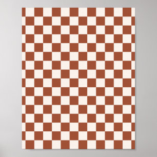 Poster Check Rust Checkered Terracotta