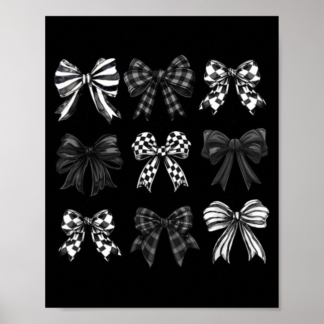 Poster Checkered Bow Coquette Funny Gift Tee Women, Men  (Devant)
