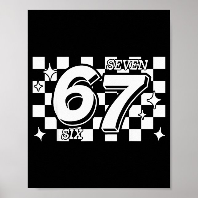 Poster Checkered Six Seven 6 7 Meme Gen Alpha Slang  (Devant)