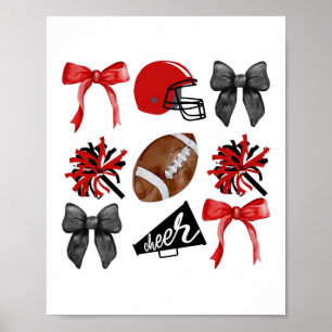 Poster Cheer Coquette Bow Football Américain Thanksgi d'a