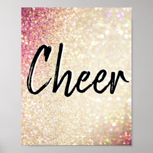 Poster Cheer   Faux Gold et Parties scintillant ro