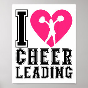 Poster Cheer Menant le cœur je aime Cheerleading