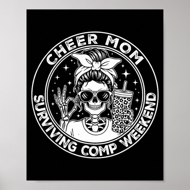 Poster Cheer Mom Surviving Comp Weekend Funny Cheerleadin (Devant)