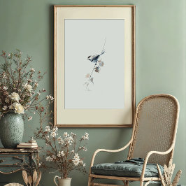 Poster Cheerful Black-capped Chickadee Aquarelle Art