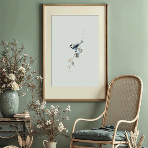 Poster Cheerful Black-capped Chickadee Aquarelle Art