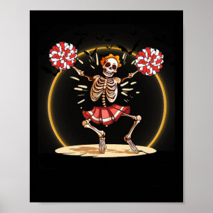 Poster Cheerleading Skeleton Halloween Cheer Skeleton Che