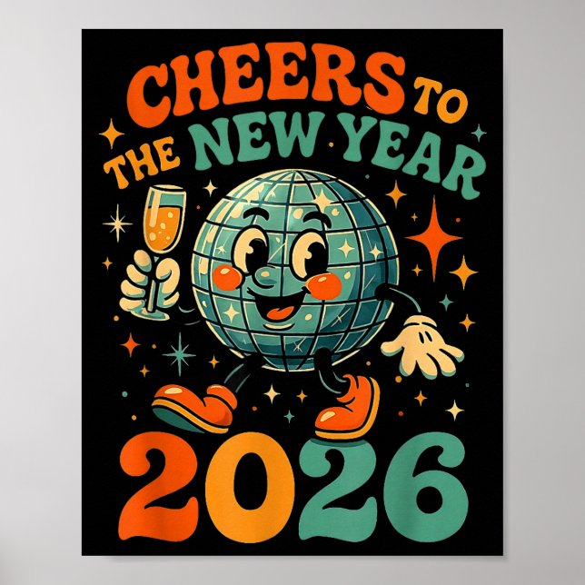 Poster Cheers To The New Year 2026 Retro Disco Gift  (Devant)