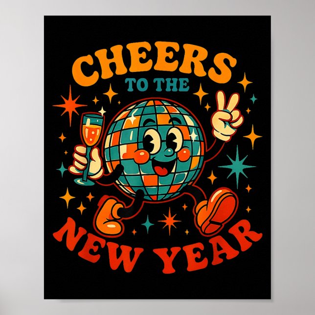 Poster Cheers To The New Year 2026 Retro Party Gift  (Devant)