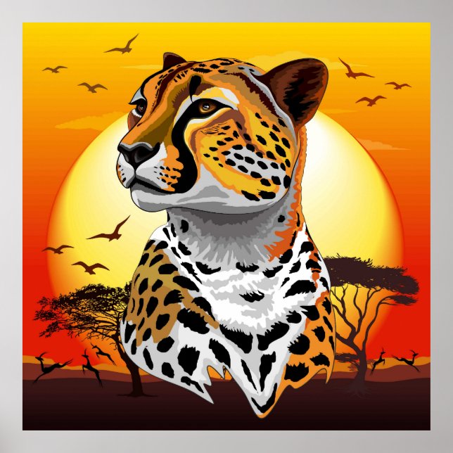 Poster Cheetah African Feline Wild Animal (Devant)