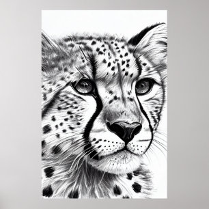 Poster Cheetah Animal Wild Nature Illustration Line Epic