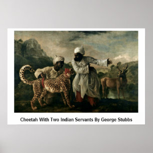 Poster Cheetah Avec Deux Serviteurs Indiens Par George St