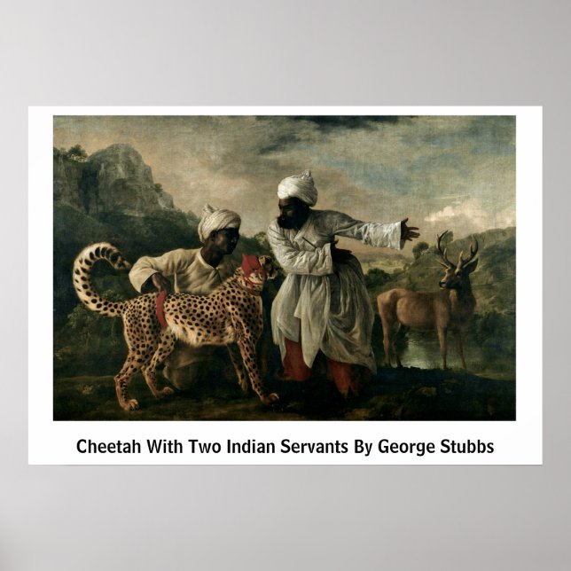 Poster Cheetah Avec Deux Serviteurs Indiens Par George St (Devant)