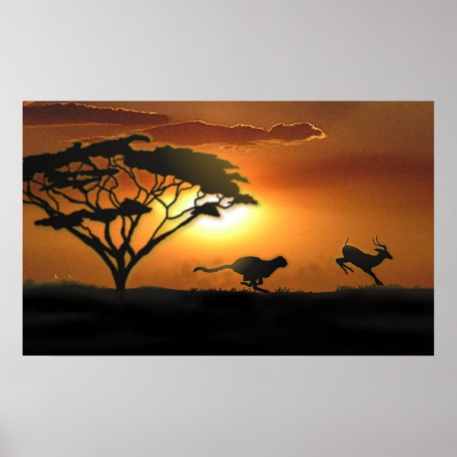 Poster Cheetah et Gazelle (Devant)