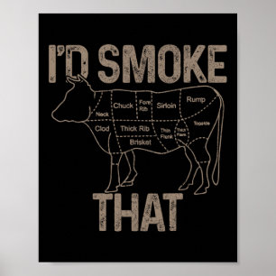 Poster Chef Boucher Cuisinier BBQ Je Fumerais Cette Vache