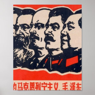 Poster Chef communiste de propagande Mao Stalin