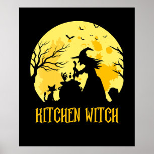 Poster Chef cuisine cadeau halloween   sorcière cuisine