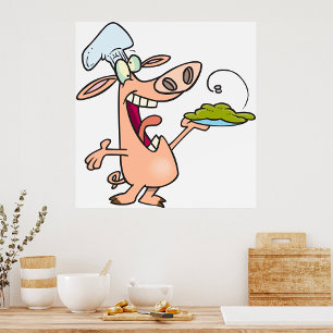 Poster Chef De Cochon Avec Nourriture