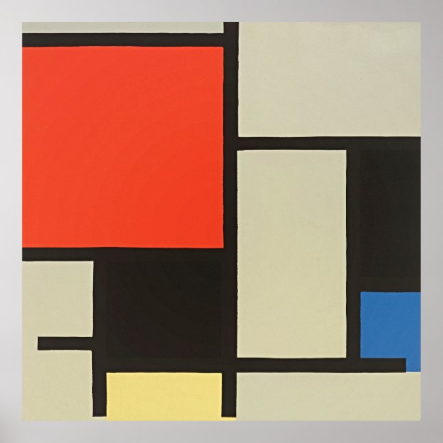 Poster Chef-d'oeuvre rouge, bleu et jaune de Mondrian (Devant)