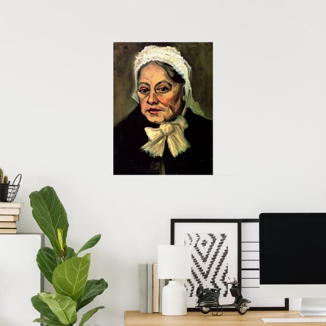 Poster Chef d'une vieille femme Casquette blanche par Vin (Bureau à domicile)