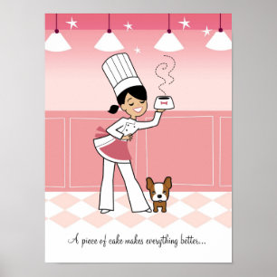 Poster Chef et chien dans l'affiche de cuisine
