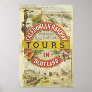 Poster Chemin de fer Caledonian. Visites en Ecosse.