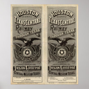 Poster Chemin de fer central de Houston et de Texas par