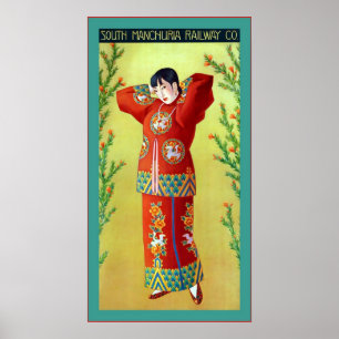 Poster Chemin de fer de la Mandchourie Sud ~Vintage voyag
