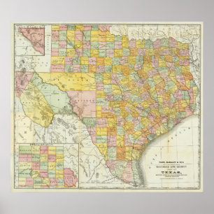 Poster Chemin de fer de McNally de couche-point et carte