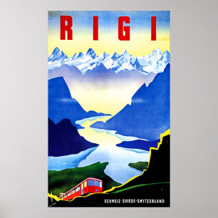 Poster Chemin de fer de montagne de Rigi, Suisse, voyage