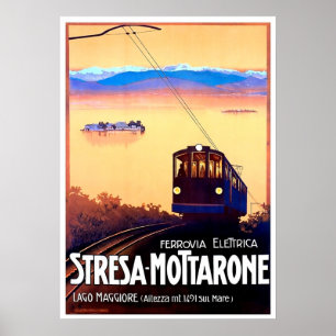 Poster Chemin de fer électrique Stresa-Mottarone, Italie,