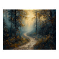 Chemin de forêt mystique à l'aube