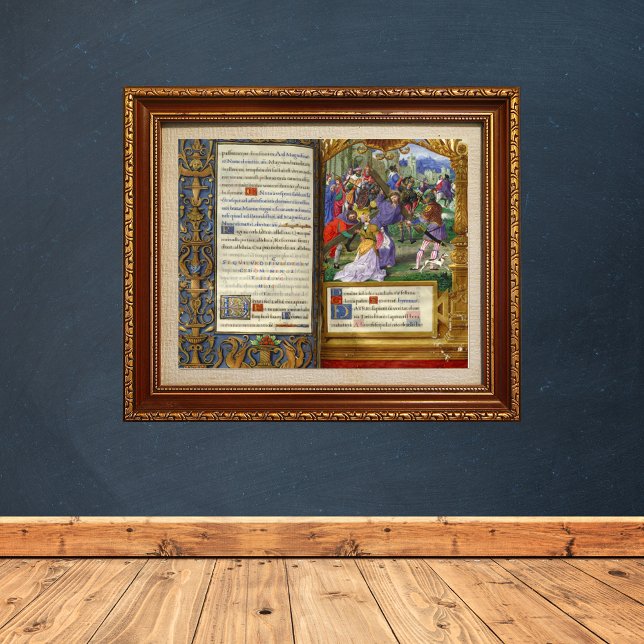 Poster Chemin de la croix Renaissance Manuscrit médiéval (Way of the Cross Renaissance Medieval Manuscript Catholic Christian Art Poster)