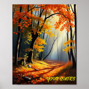 Poster Chemin de la forêt d'automne