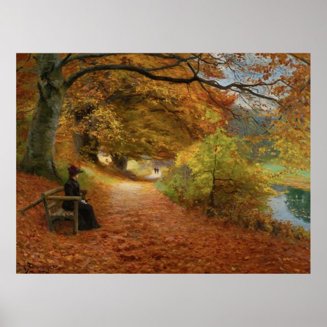 Poster Chemin en bois en automne Hans Andersen Brendekild (Devant)