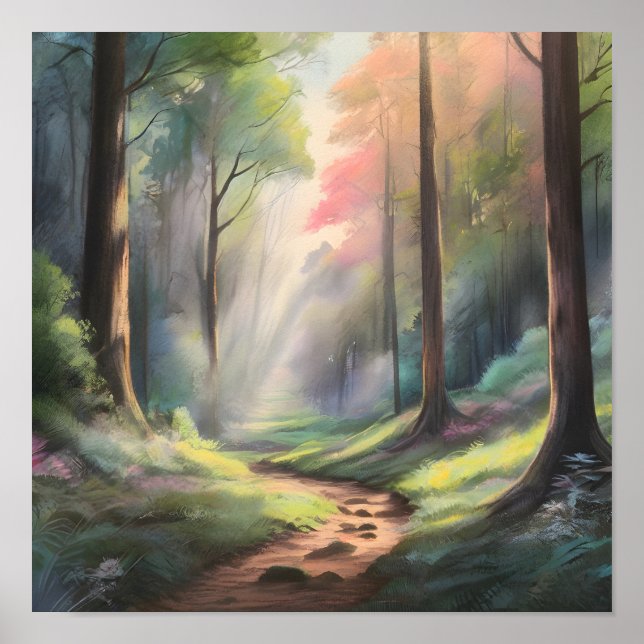 Poster Chemin forestier enchâssé (Devant)