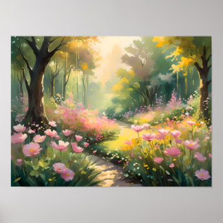 Poster Chemin forestier serene - Nature tranquille