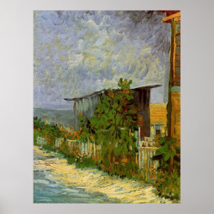 Poster Chemin Montmartre avec tournesols par Van Gogh.