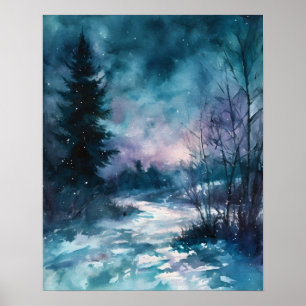 Poster Chemin Starlit à travers le givre
