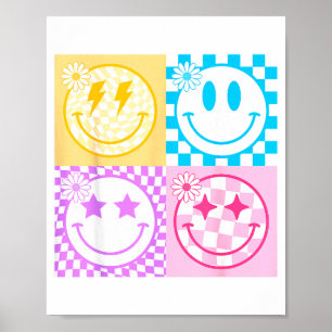 Poster Chemise à motif à carreaux visage heureux rétro so