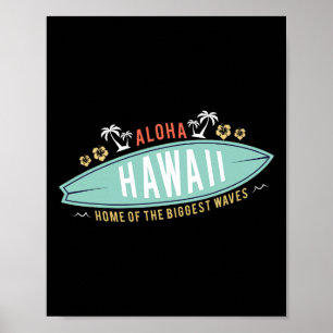 Poster Chemise Aloha Hawaï Garçons Cadeau Surf Surfing Pl