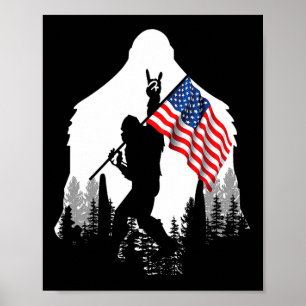 Poster Chemise Big Foot Bigfoot Drapeau Américain Patriot
